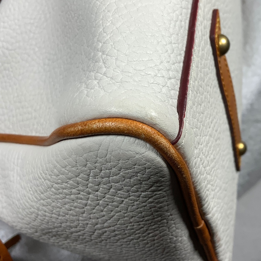 Dooney & Bourke Cream and Tan Domed Leather Satchel - Picture 14 of 16